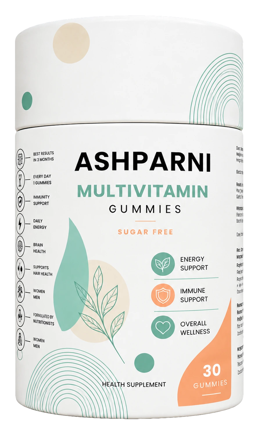 ASHPARNI Multivitamin Gummies jar of 30 sugar-free gummies