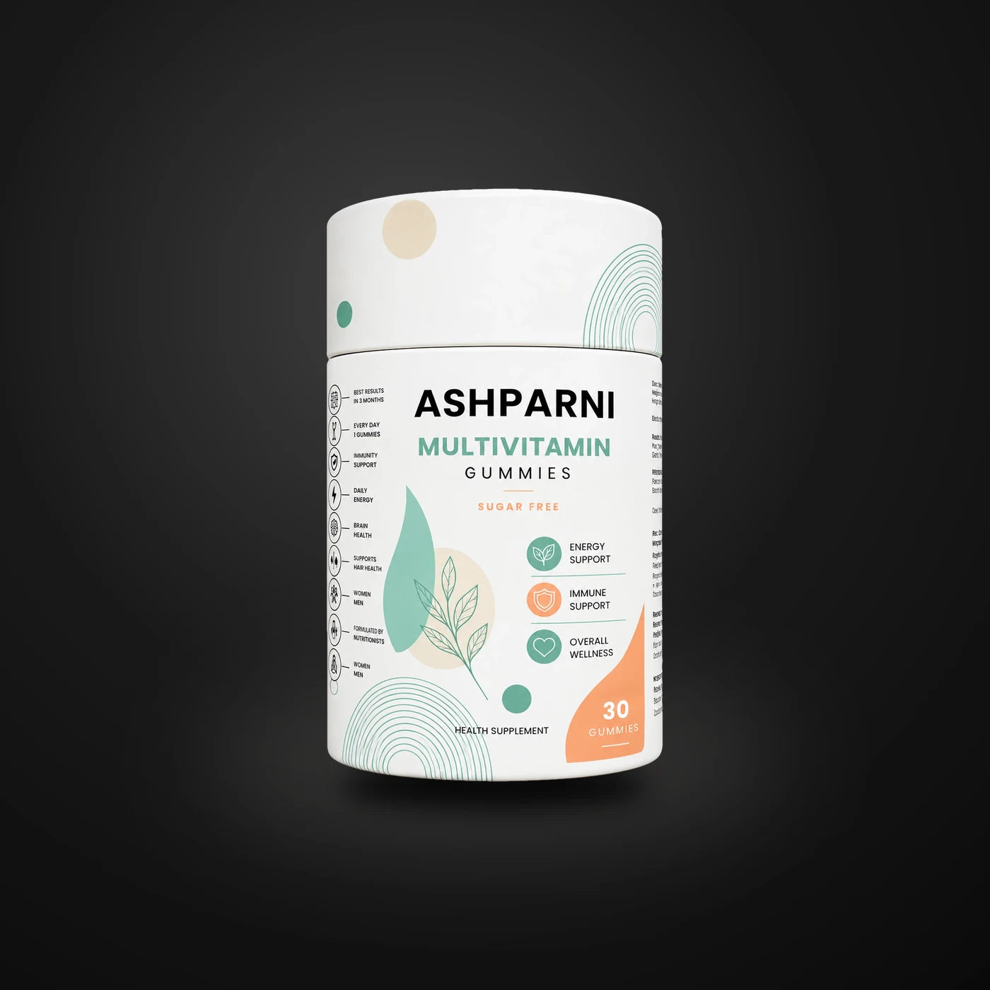 A jar of ASHPARNI Multivitamin Gummies, 30 gummies